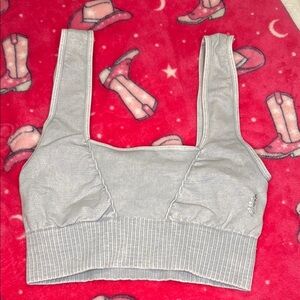 Free People Gray Ribbed Crop Top